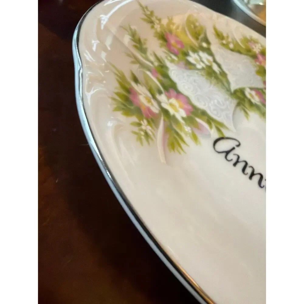 25th Silver Anniversary Plate Decorative Collector Wedding Gift Hand Crafted VTG